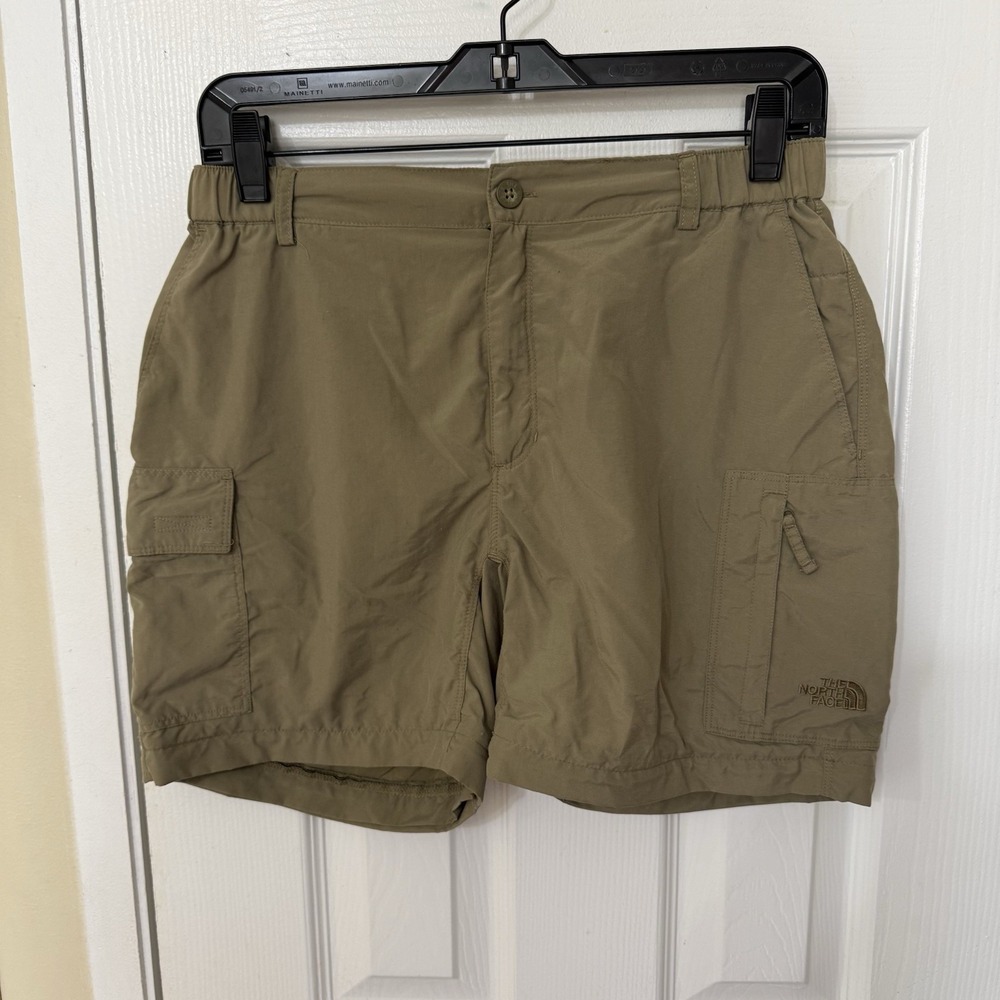 The North Face Nylon Hiking Shorts Women's M Khaki Green Lightweight Outdoor